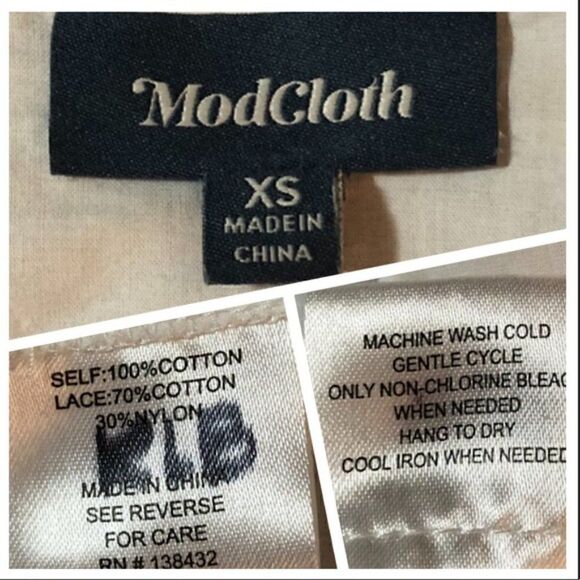 Modcloth White Cotton Short Sleeve Blouse Puff Sleeves Daisy Print Lace White XS - Picture 9 of 11